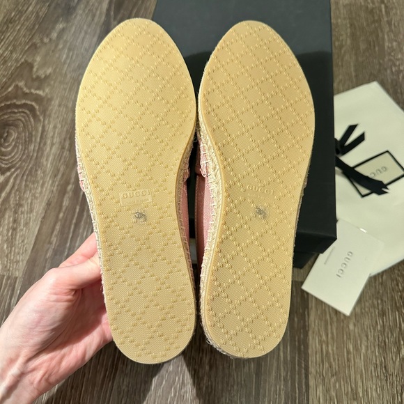 Gucci GG Canvas & Leather Espadrilles Women's Pink EU 37.5 - Picture 7 of 11